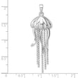 Sterling Silver Rhodium-plated Polished Moveable Jelly Fish Pendant