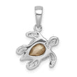 Sterling Silver Rhodium-plated Antiqued Crystal Turtle Pendant