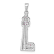 Sterling Silver Rhodium-Plated Polished CZ Cape May Lighthouse Pendant