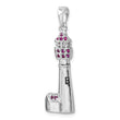 Sterling Silver Rhodium-Plated Polished CZ Cape May Lighthouse Pendant