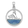 Sterling Silver Rhodium-Plated Polished Blue Aventurine Ocean Whale's Tail Pendant
