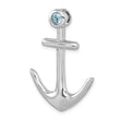 Sterling Silver Rhodium-Plated Polished Crystal Anchor Pendant
