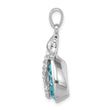 Sterling Silver Rhodium-plated Polished Crystal Background Seahorse Pendant