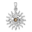 Sterling Silver Rhodium-Plated Polished Yellow Crystal Sun Pendant