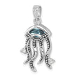 Sterling Silver Rhodium-plated Polished Crystal and CZ Jelly Fish Pendant