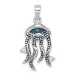 Sterling Silver Rhodium-plated Polished Crystal and CZ Jelly Fish Pendant