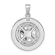 Sterling Silver Rhodium-Plated Polished Moveable Crystal Compass Pendant