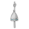 Sterling Silver Rhodium-Plated Brushed Blue CZ Buoy Pendant