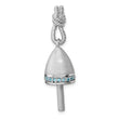 Sterling Silver Rhodium-Plated Brushed Blue CZ Buoy Pendant