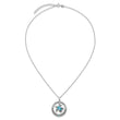Sterling Silver Rhodium-Plated Blue Crystal Turtle Circle 16 +2in Necklace