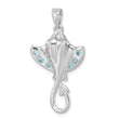 Sterling Silver Rhodium-plated Polished CZ Sting Ray Pendant