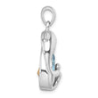 Sterling Silver Rhodium-plated Polished Crystal Dolphin Pendant