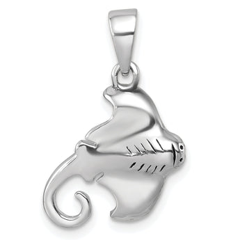 Sterling Silver Rhodium-plated Polished Cownose Stingray Pendant