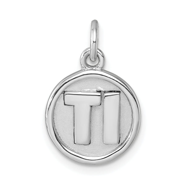 Sterling Silver Rhodium-Plated 'Ti' Round Charm