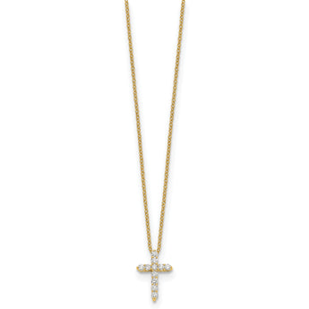 14K Lab Grown Diamond Cross Pendant Necklace