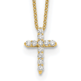 14k 1/4 carat Lab Grown Diamond VS/SI+ G+ Complete 18 inch Cross Necklace