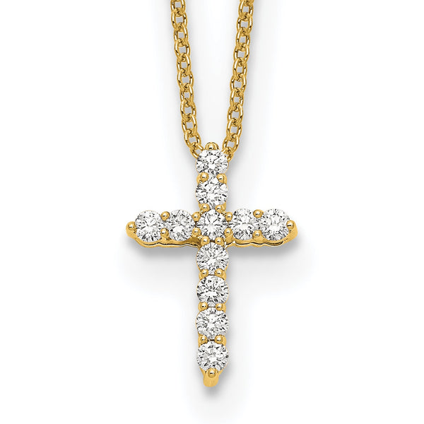 14k 1/4 carat Lab Grown Diamond VS/SI+ G+ Complete 18 inch Cross Necklace