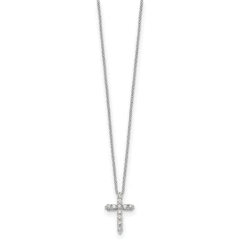 10k White Gold Diamond Cross 18 inch Necklace