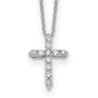 10k White Gold Diamond Cross 18 inch Necklace