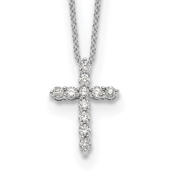 10k White Gold Diamond Cross 18 inch Necklace