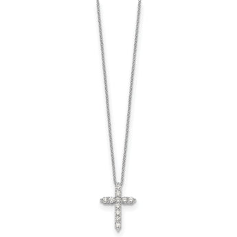 14K White Gold Lab Grown Diamond Cross Pendant Necklace