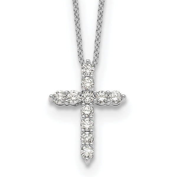 14k White Gold 1/2 carat Lab Grown Diamond VS/SI+ G+ Complete 18 inch Cross Necklace - Birthstone Company