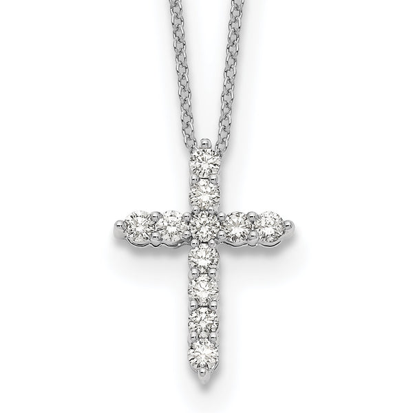 14K White Gold Lab Grown Diamond Cross Pendant Necklace