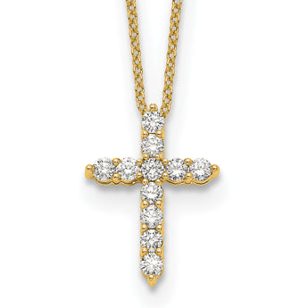 14k 1/2 carat Lab Grown Diamond VS/SI+ G+ Complete 18 inch Cross Necklace