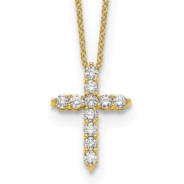 14k 1/2 carat Lab Grown Diamond VS/SI+ G+ Complete 18 inch Cross Necklace