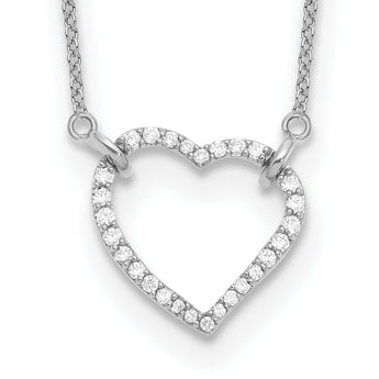 14k White Gold 1/5 carat Lab Grown Diamond VS/SI+ G+ Complete 18 inch Heart Necklace - Birthstone Company
