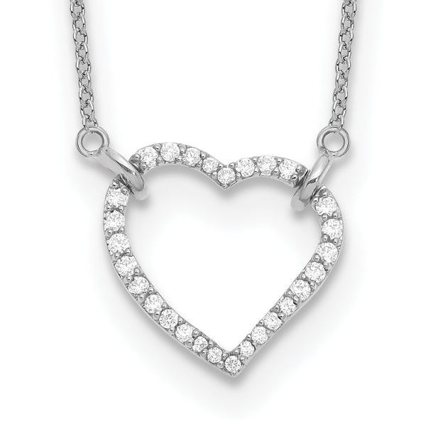14k White Gold 1/5 carat Lab Grown Diamond VS/SI+ G+ Complete 18 inch Heart Necklace - Birthstone Company