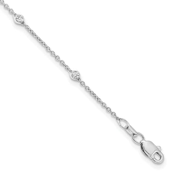 True Origin 14k White Gold 1/6 carat Lab Grown Diamond VS+ F+ Seven Station 7 inch Bracelet - Birthstone Company