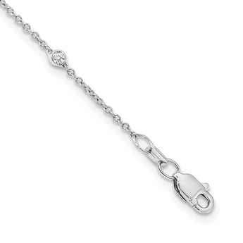 True Origin 14k White Gold 1/2 carat Lab Grown Diamond VS+ F+ Eighteen Station 18 inch Necklace - Birthstone Company