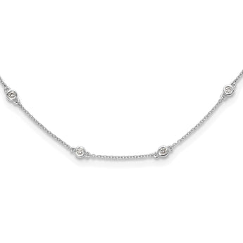 True Origin 14k White Gold 1/2 carat Lab Grown Diamond VS+ F+ Eighteen Station 18 inch Necklace - Birthstone Company