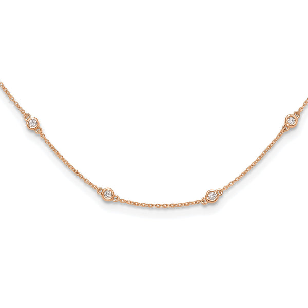 True Origin 14k Rose Gold 1/2 carat Lab Grown Diamond VS+ F+ Twenty Station 20 inch Necklace - Birthstone Company