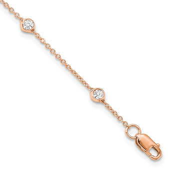 True Origin 14k Rose Gold 3/8 carat Lab Grown Diamond VS+ F+ Seven Station 7 inch Bracelet