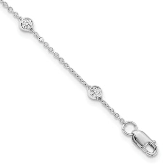 True Origin 14k White Gold 3/8 carat Lab Grown Diamond VS+ F+ Seven Station 7 inch Bracelet - Birthstone Company