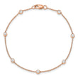 True Origin 14K Rose Gold 1/2 carat Lab Grown Diamond VS/SI  D E F  9 Station 9 Inch Anklet