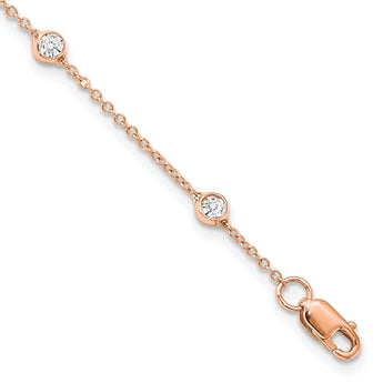 True Origin 14k Rose Gold 1/2 carat Lab Grown Diamond VS+ F+ Nine Station 9 inch Bracelet - Birthstone Company