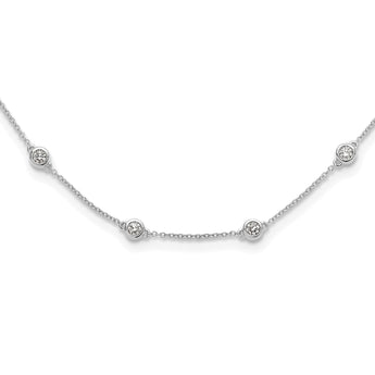 True Origin 14k White Gold 1 1/6 carat Lab Grown Diamond VS+ F+ Eighteen Station 18 inch Necklace - Birthstone Company