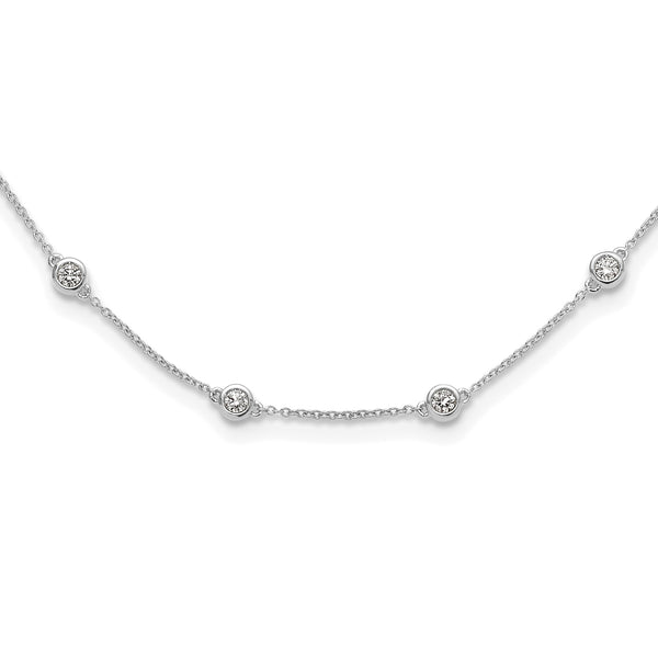 True Origin 14k White Gold 1 1/6 carat Lab Grown Diamond VS+ F+ Eighteen Station 18 inch Necklace - Birthstone Company