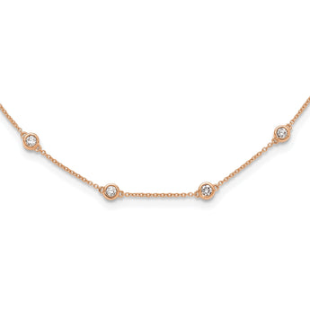 True Origin 14k Rose Gold 1 1/3 carat Lab Grown Diamond VS+ F+ Twenty Station 20 inch Necklace - Birthstone Company
