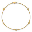 14k Complete 1/6 carat Bezel-set Diamond and Cable Chain 5-Station 7 inch Bracelet - Birthstone Company
