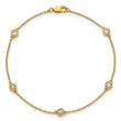14k Complete 1/3 carat Bezel-set Diamond and Cable Chain 5-Station 7 inch Bracelet - Birthstone Company