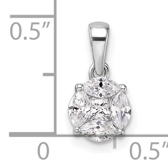 14K White Gold Lab Grown Diamond Round & Marquise Pendant