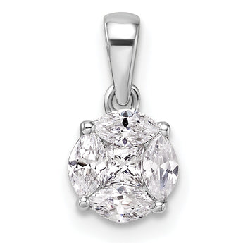 14K White Gold Lab Grown Diamond Round & Marquise Pendant