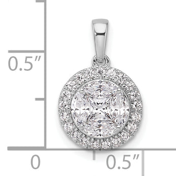 14K White Gold Lab Grown Diamond Halo Round & Marquise Pendant