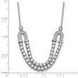 14K White Gold Lab Grown Diamond U Layered Stone Necklace