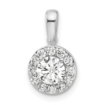 14K White Gold Lab Grown Diamond VS/SI GH, Round Halo Pendant