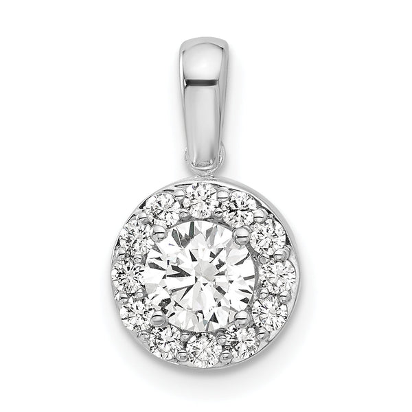 14K White Gold Lab Grown Diamond VS/SI GH, Round Halo Pendant